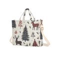 thumbnail image 7 of FORMRS Womens Corduroy Tote Bag Crossbody Shoulder Handbag with Pocket, Beige Christmas Forest, 7 of 7