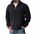 thumbnail image 2 of BRGZLK Men Pullover Stand Collar Tops Solid Color Fashion Casual Long Sleeve Polar Fleece Half Zipper Stand Collar Pocket Sweatshirt Black XL, 2 of 5