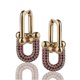 thumbnail image 2 of 1 par de pendientes colgantes de color dorado con delicados pavé de circonitas cúbicas de cobre, azul oscuro, 2 of 2