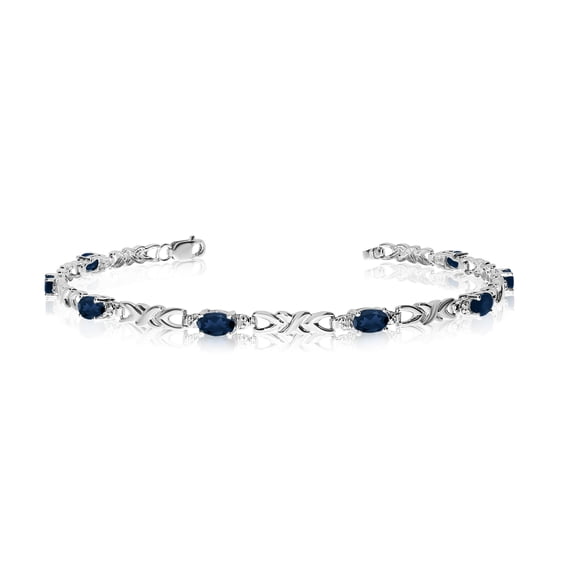 14K White Gold Oval Sapphire and Diamond Bracelet