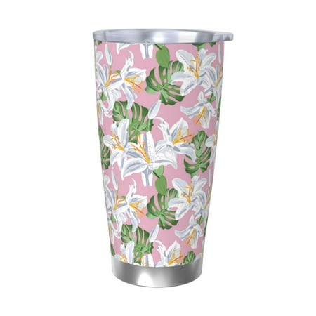 

Goofa Lilies Flowers for 20 oz Skinny Tumbler Stainless Steel Coffee Mug Slim Vacuum Insulated Travel Cup Car Cup-Without Straw
