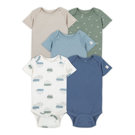 

Little Star Organic Baby Boy 5Pk Short Sleeve Bodysuits Size Newborn-24M