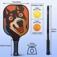 thumbnail image 4 of Pickleball Paddles Set Of 2, Fiberglass Surface, Astonished Dog Print, 4 Balls & Bag, 4 of 5