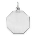 thumbnail image 4 of FB Jewels SS Rh-plt Engraveable Octagon Polished Front/Satin Back Disc Charm, 4 of 4