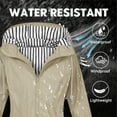 thumbnail image 5 of Women's Waterproof Windproof Rain Jacket Hooded Loose Fit Coat With Pocket Outdoor Casual Jacket Raincoat for Hiking Travel | CSEONE,Khaki XL, 5 of 9