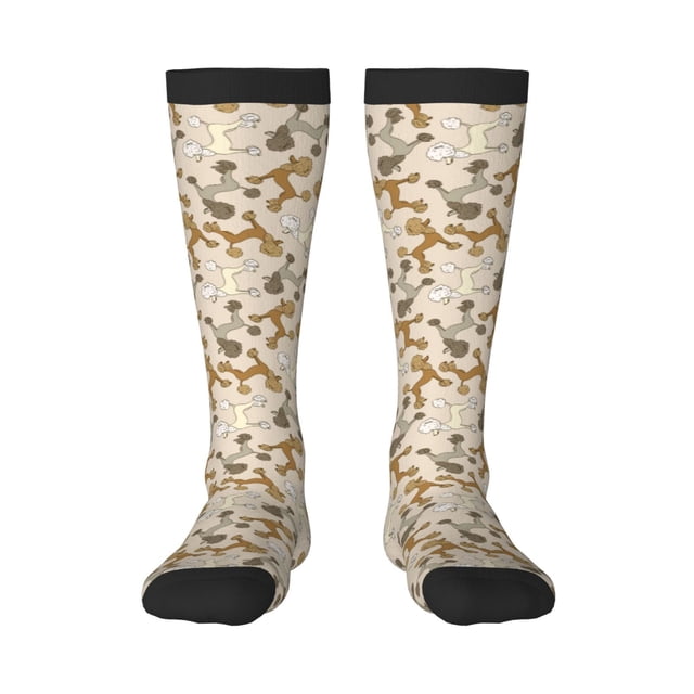 Fotbe Cartoon Poodle Dog Calcetas Divertidas Estampadas para Hombre y Mujer, Calcetas de Algodón hasta la Rodilla para Caminar, Correr, Enfermería y Embarazo