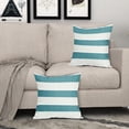 thumbnail image 3 of Teal Throw Pillow Covers 18x18 Inch Pack of 2 Turquoise and Beige Stripe Pillow Covers Farmhouse Outdoor Pillowcase Cotton Linen Square Cushion Cover for Bedroom Sofa Couch Home Decor, 3 of 6