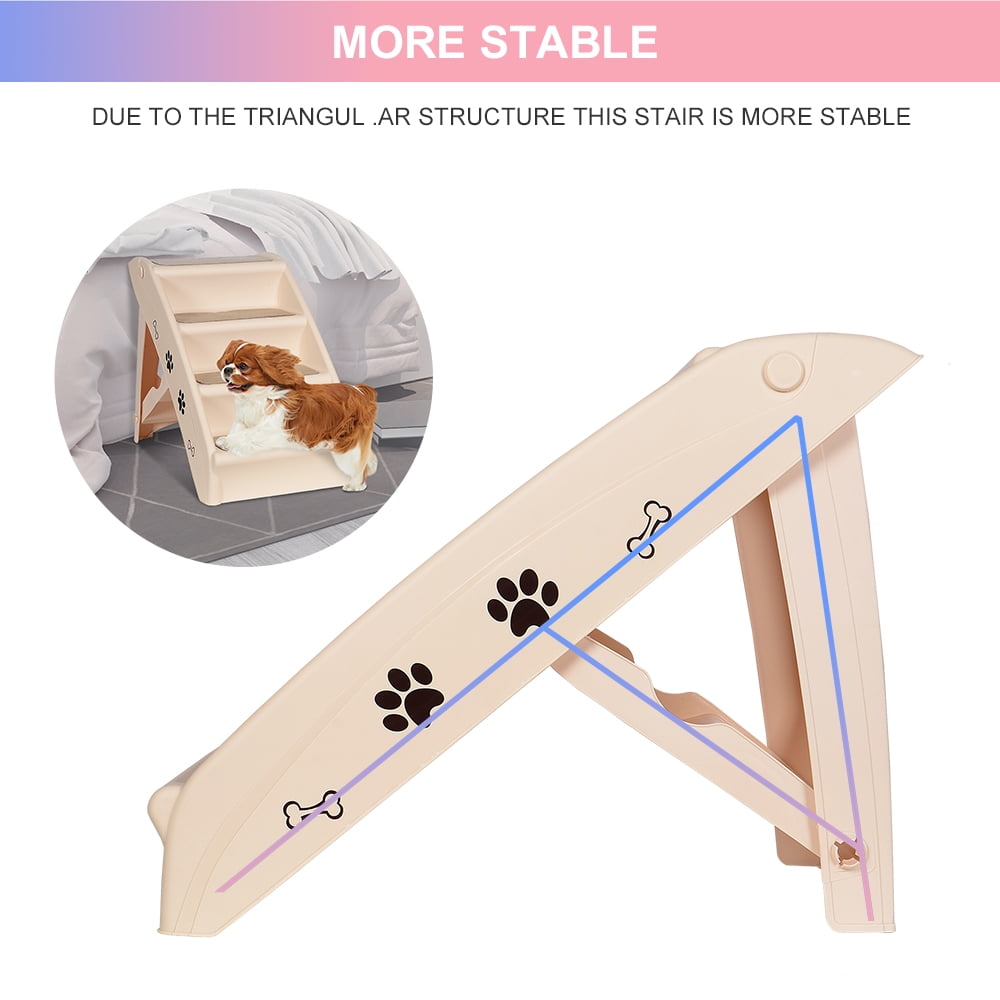 WOMEOW 4 Steps Folding Plastic Pet Dog Stairs With Non slip Pad