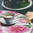 thumbnail image 3 of Ambesonne Floral Fitted Round Tablecloth, Camellias and Peonies Art, 45"- 56" Diameter, Pink White and Green, 3 of 5