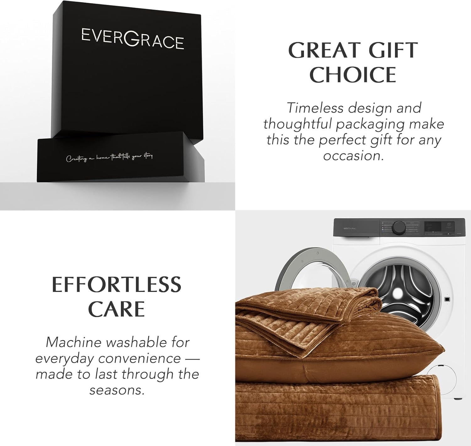 EVERGRACE Velvet Quilt Set Queen Size, Luxurious Soft Striped Channel Bedding Set, Lightweight Velvet Comforter for All Season, Oversized Bedspread Coverlet with 2 Matching Shams, Dark Brown