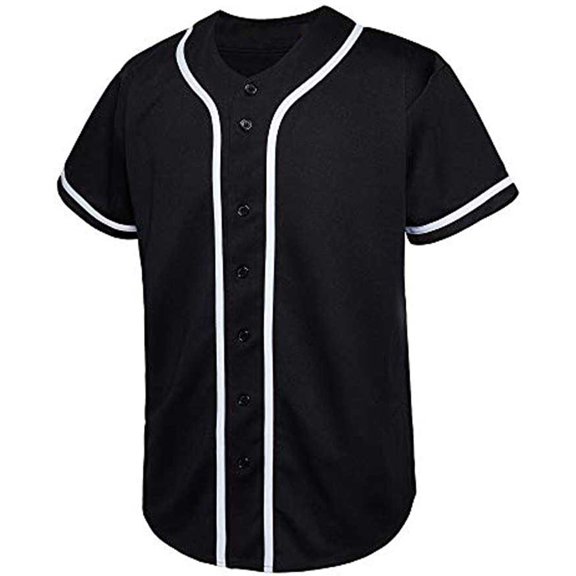 YONGHS Mens Baseball Jersey Shirts Sports Uniform Softball Tops Undershirt Hipster Hip Hop T Shirt Black M