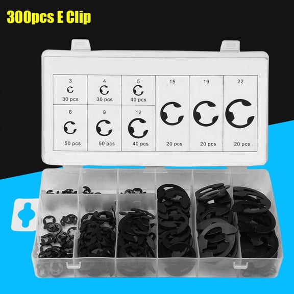 300,Piece Steel E,Clip Assortment, Shaft Retaining Rings for Repairs Projects