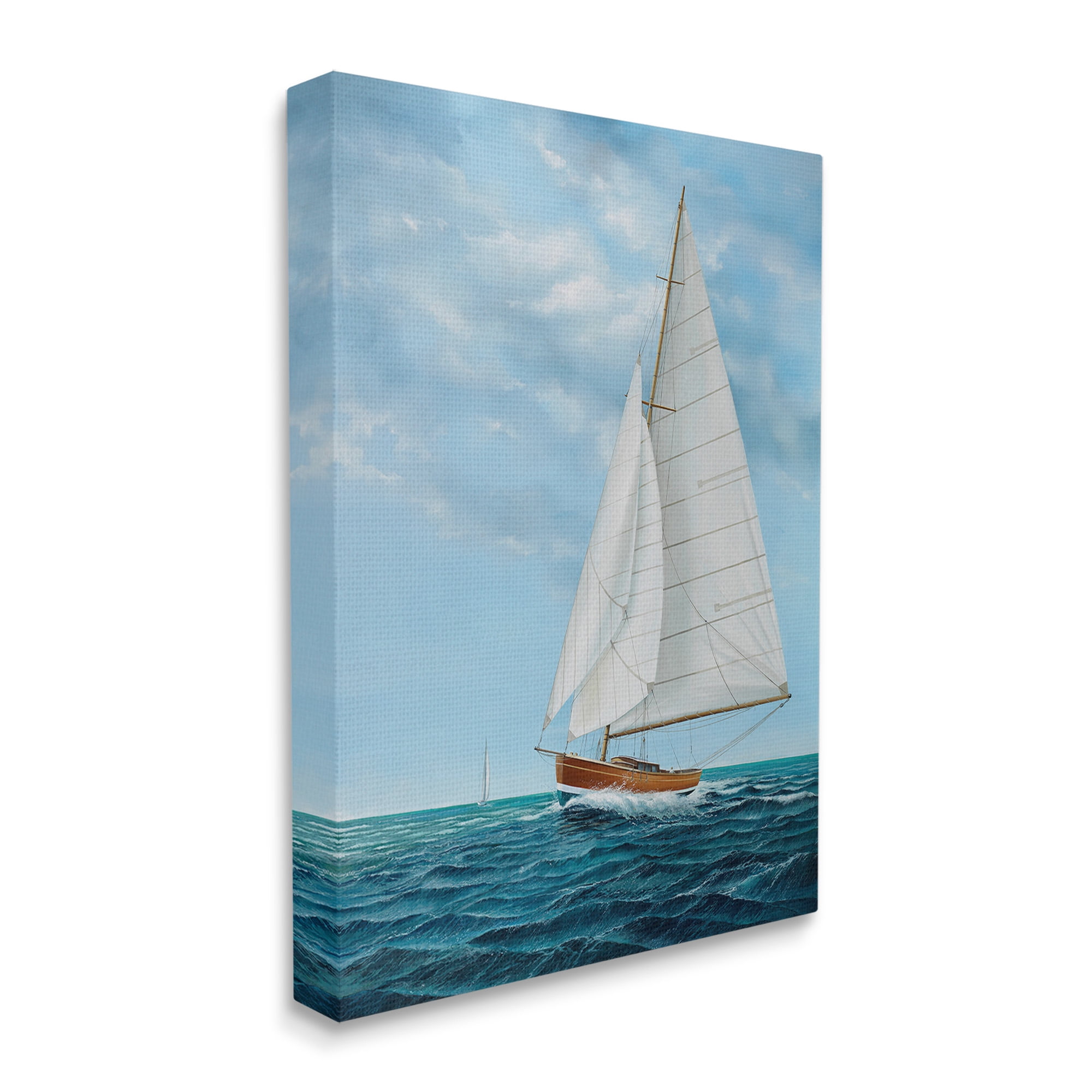 Stupell Industries Nautical Sailboat Waves Transportation Painting Gallery Wrapped Canvas Art Print Wall Art, 24 x 30