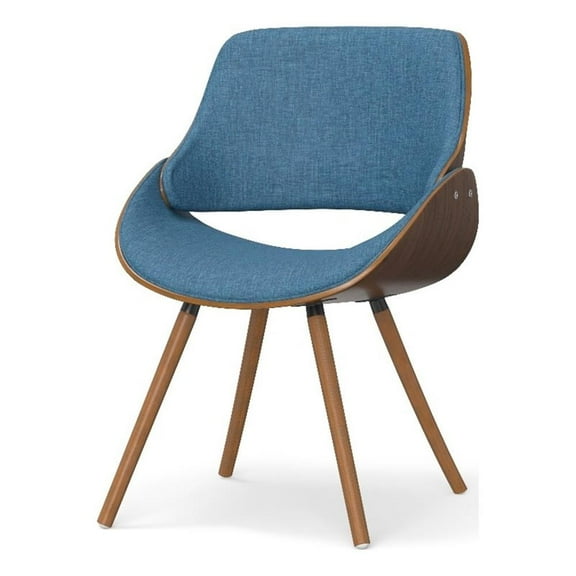 Pemberly Row 30.9" Modern Wood & Fabric Dining Chair in Blue