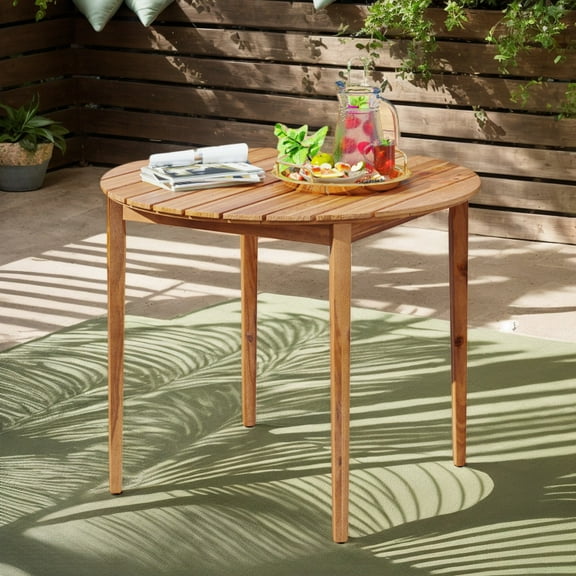 GVN Patio Dining Tables,Patio Tables,36 inch Acacia Wood Round Outdoor Dining Table for 4 People