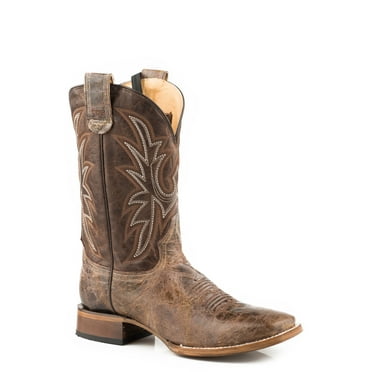 Roper Mens Waxy Brown Leather Pierce Ccs Cowboy Boots 10.5D