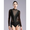 thumbnail image 6 of Alvivi Womens Figure Ice Skating Leotard Rhinestones Fringe Tassel Latin Salsa Tango Dance Bodysuit Black S, 6 of 7