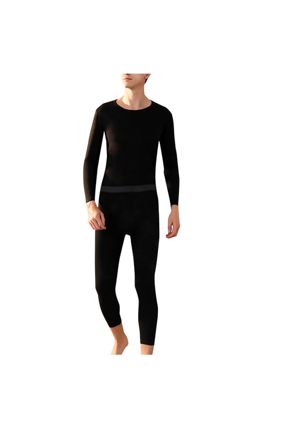 Fewfanhot Men Solid Graphene Wool Blend Thermal Set Long Sleeves for Advanced Insulation in Winter Snowy Cold Weather