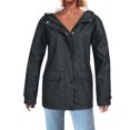 thumbnail image 2 of FAVIPT Womens Fleece Lined Raincoat Fleece Lined Raincoat for Women Waterproof with Hood Plus Size Solid Color Lightweight Outdoor Windbreaker Jacket Outerwear Dark Gray,M, 2 of 7