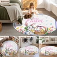 thumbnail image 5 of Round Rugs 8 Ft, Spring Easter Non Slip Area Rugs for Kitchen Bedroom Entryway, Watercolor Pink Yellow Bunny Tulip Eggs Plaid Washable Carpet Runner Rug Floor Mats for Bedroom Home Decor, 5 of 8