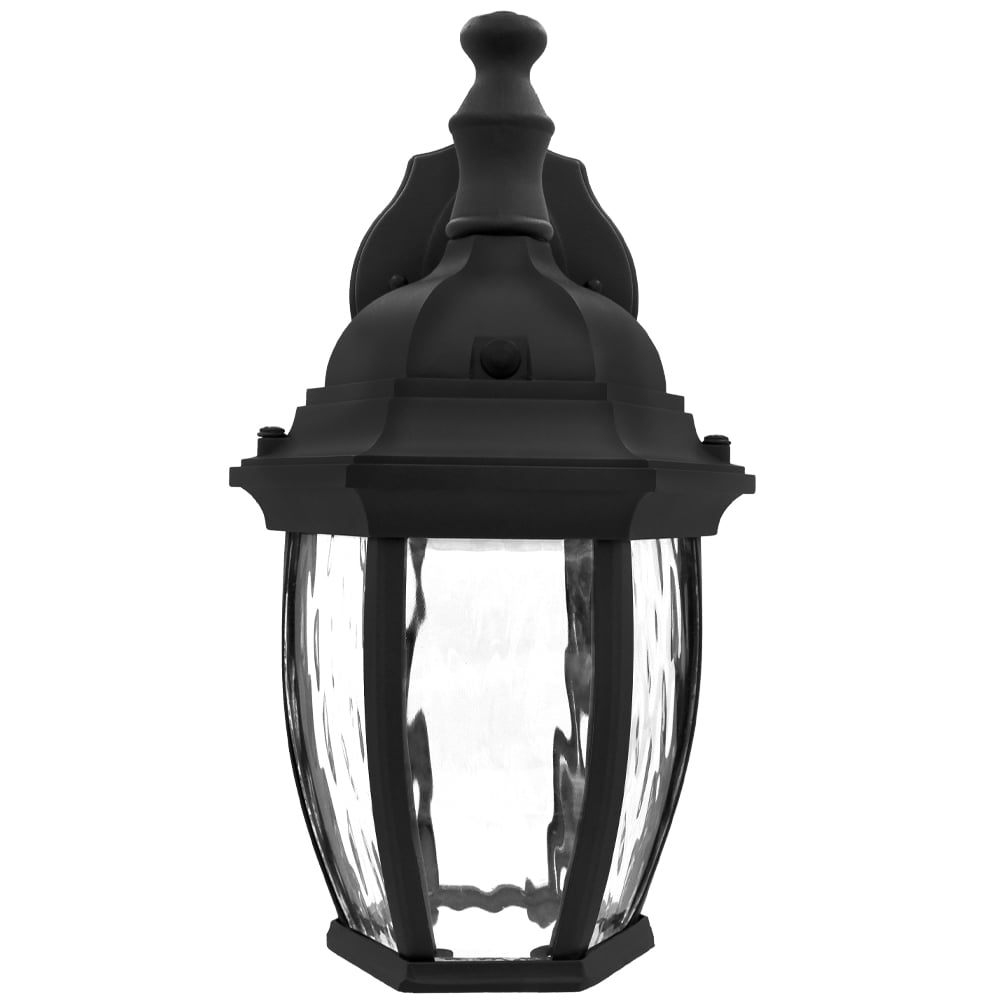 Luvoni LED Smart WiFi Outdoor Wall Light, Black w/ Clear Water Glass, App Controlled Porch Lantern, 850 Lumens, CCT 2700K - 6500K, Dimmable, Works with Google Home/Alexa, by Maxxima