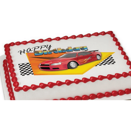 Birthday Racecar Edible Extra Large 8 X 10 Cake Decoration Topper Image