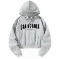 thumbnail image 4 of Sudadera con capucha recortada para mujer, sudadera con capucha, sudadera con capucha corta gris claro a la moda, sudadera con cordón para viajes, ent M, 4 of 8