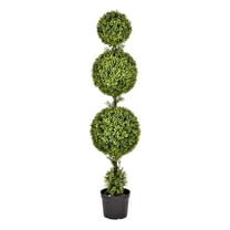 Vickerman 5' Artificial Potted Triple Ball Green Boxwood Topiary. Ball sizes are 10", 12" and 14".