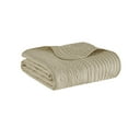 thumbnail image 4 of Oversized Quilted Throw with Scalloped Edges Khaki 60x72", 4 of 7