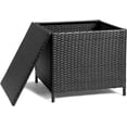 thumbnail image 5 of HJTER 27 Gallon Outdoor Deck Box, Wicker Outdoor Storage Box with Lid, Small Storage Bin Container for Outside and Patio, Patio Rattan Side Table for Yard Porch (Black, Square), 5 of 7