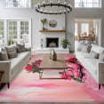 thumbnail image 3 of 5'x8' Area Rugs, Pink Western Christmas Indoor Outdoor Area Rug for Living Room Bedroom, Xmas Botanical Poinsettia Washable Bathroom Rugs Kitchen Floor Carpet Mats Home Decor Aesthetic, 3 of 8