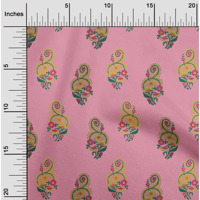 oneOone Georgette Viscose Fabric Leaves|Swirl & Floral Block Print Fabric BTY 42 Inch Wide