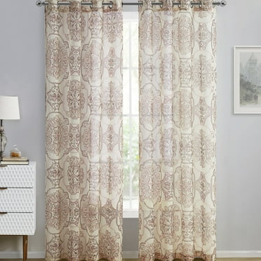 VCNY Home Adale Blush Medallion Grommet Sheer Curtain Panel, 54" x 84"