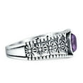 thumbnail image 2 of Flower Art Deco Oval Ring Amethyst Oxidized 925 Sterling Silver Size 7, 2 of 3