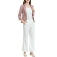 thumbnail image 2 of INSPIRE CHIC Blazer à Rayures pour Femme Manches 3/4 Décontracté Ouvert à l'Avant Revers Cranté Blazer L Rose Foncé, 2 of 7