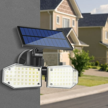 

Gmogad Solar Wall Lamp Human Body Sensing Dual Head Rotating Courtyard Lamp Home User Exterior Wall Lamp Road Lighting Street Lamp Black