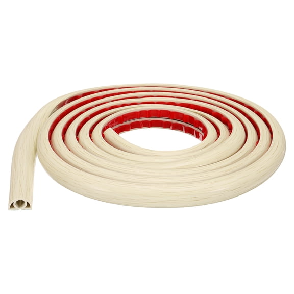 Uxcell 10ft Cord Cover Floor W0.3"xH0.3" Hide Extension Cable Wire Covers Wood Beige