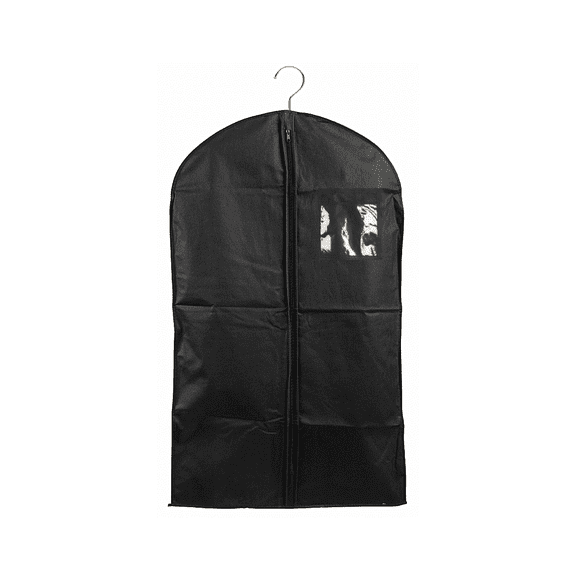 46'' Breathable Black (Window Pocket) PP Non Woven Garment Bag - 1 Count - Basic LTD