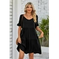 thumbnail image 3 of Women's Mandy V Neck Flounce Sleeve Tiered Dress Knee Length Elegant Chic Choice for Any Daytime Occasion 100% rayon, 3 of 18