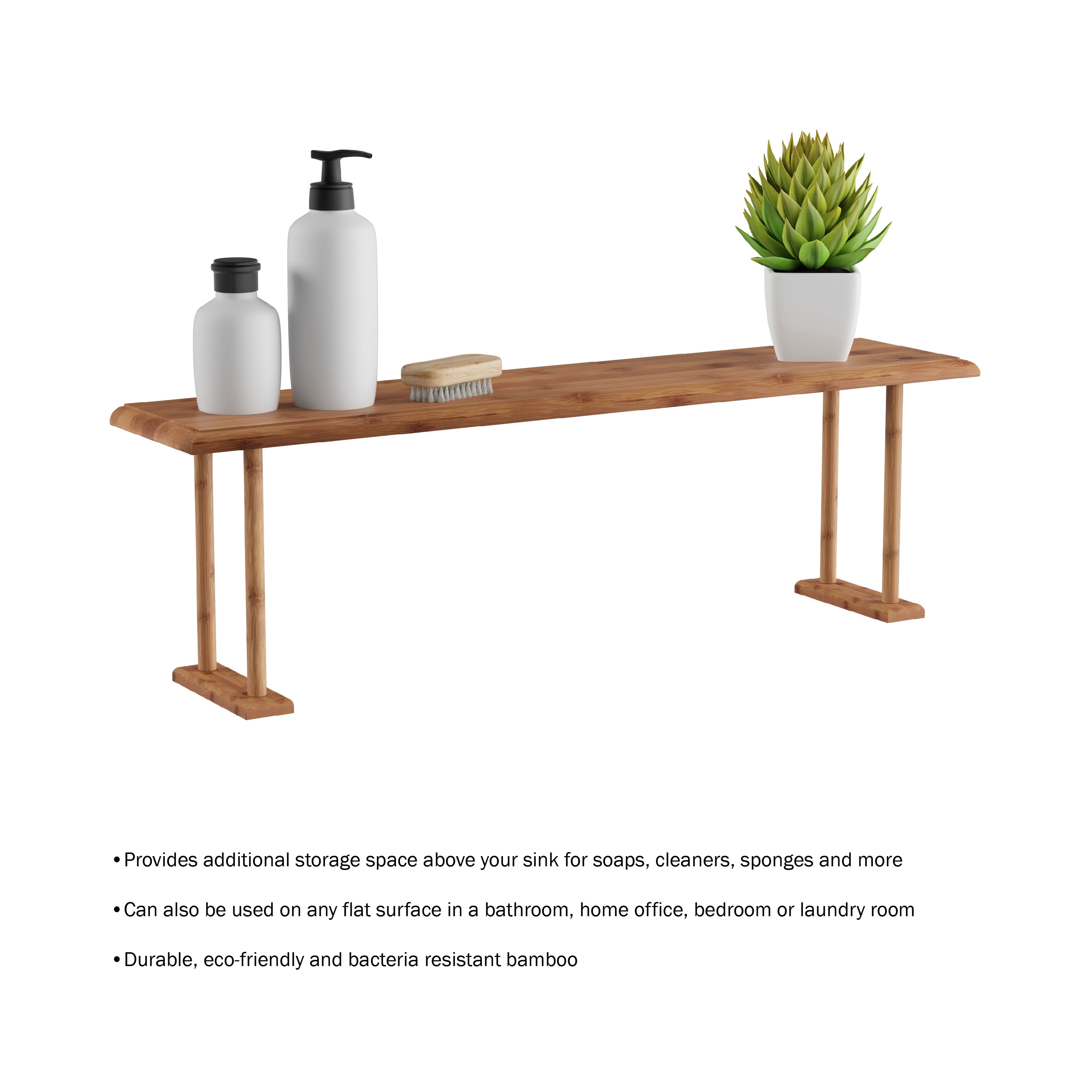 Lavish Home Bamboo Sink Shelf Countertop - Non-Slip Counter Organizer and Space-Saving Storage