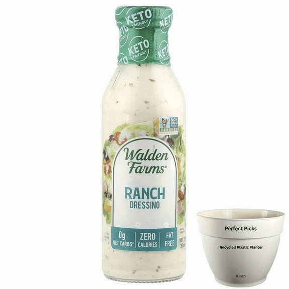 Walden Farms Ranch Dressing, 12oz. Bottle, Fresh-Delicious, Sugar Free 0g Net Carbs, Cool and Tangy