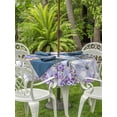 thumbnail image 3 of Outdoor Tablecloths with Umbrella Hole & Zipper, Purple Flowers Round Tablecloth 54 Inch, Weeping Spring Floral Bicycle Checkered Waterproof Table Cloth, Patio/Pool/Picnic Table Covers, 3 of 8