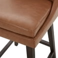 thumbnail image 5 of CHITA 26 inch Upholstered Swivel Faux Leather Counter Bar Stools with Back & Wood Legs Set of 2, Saddle Brown, 5 of 8