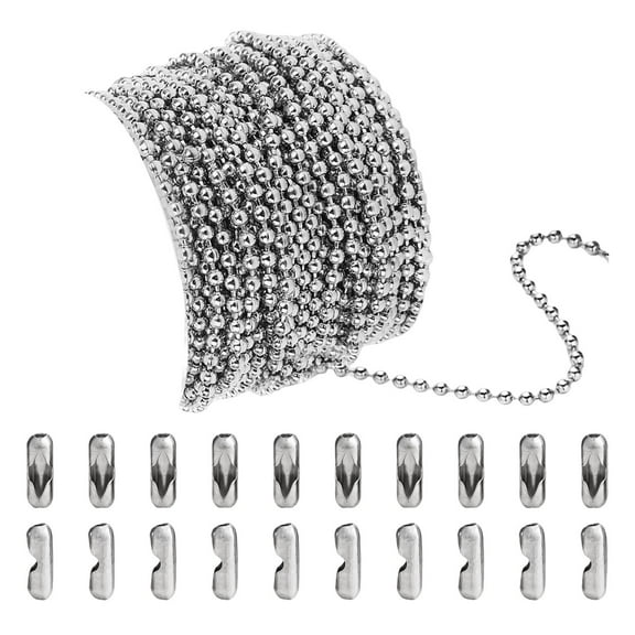 Yunhgft 2.4mm Ball Bead Chain Beaded Necklace Chains 32 Feet Stainless Steel Ball Chains