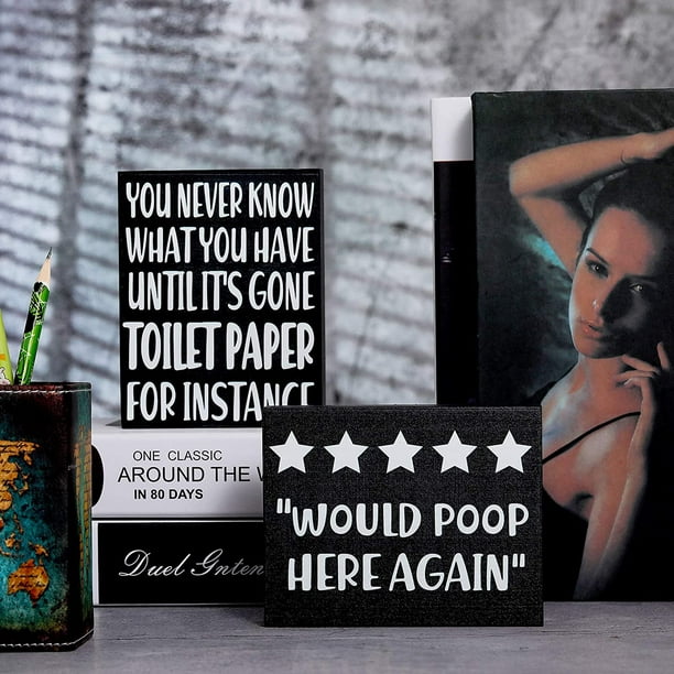 2 Pieces Funny Bathroom Signs Would Poop Here Again Bathroom Box Sign Humor  Toilet Box Plaque Farmhouse Toilet Paper Wooden Decor Bathroom Wall Sign  Decoration with Sayings, 2 Styles, 4 x 5 Inch 