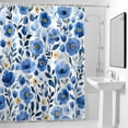 thumbnail image 4 of Blue Floral Fabric Shower Curtain Watercolor Washable Shower Curtains for Bathroom, Waterproof Bath Curtain with Hooks Home Decor 36x72in, 4 of 8