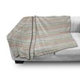 thumbnail image 3 of Bohemian Stripe Soft Flannel Fleece Throw Blanket, Theme Vintage Striped Abstract Patterns, Cozy Plush for Indoor and Outdoor Use, 50" x 70", Salmon Pale Blue Sepia, by Ambesonne, 3 of 6