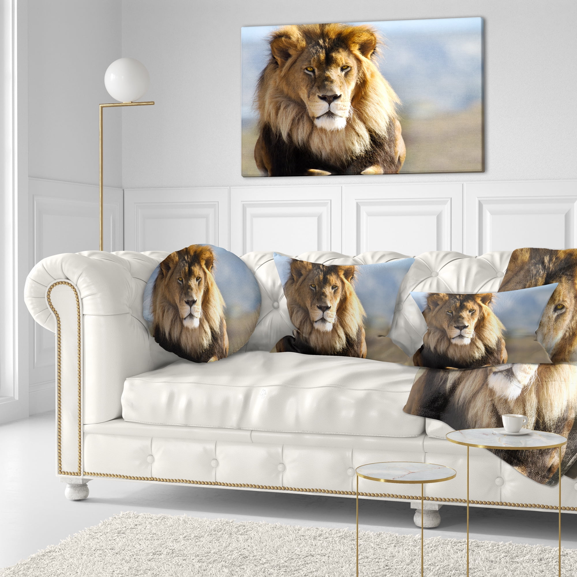 Designart Fierce Face of King of the Wild - African Throw Pillow - 12x20