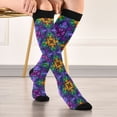 thumbnail image 5 of FORMRS Womens Knee High Socks Casual Long Thick Travel Daily Wear, 1 Pair, Purple Stained Glass Pattern, 5 of 6