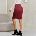 thumbnail image 7 of Gfyviroh Pencil Skirt for Women Comfy Faux Suede Slim Bodycon Skirts High Waist Stretch Office Casual Skirt, 7 of 7